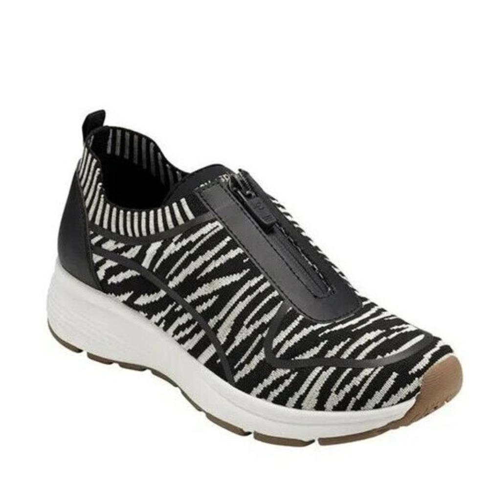 EASY SPIRIT STRIVER 2 COMFORT SNEAKERS Women Size 8 Wide BLACK WHITE ZEBRA PRINT